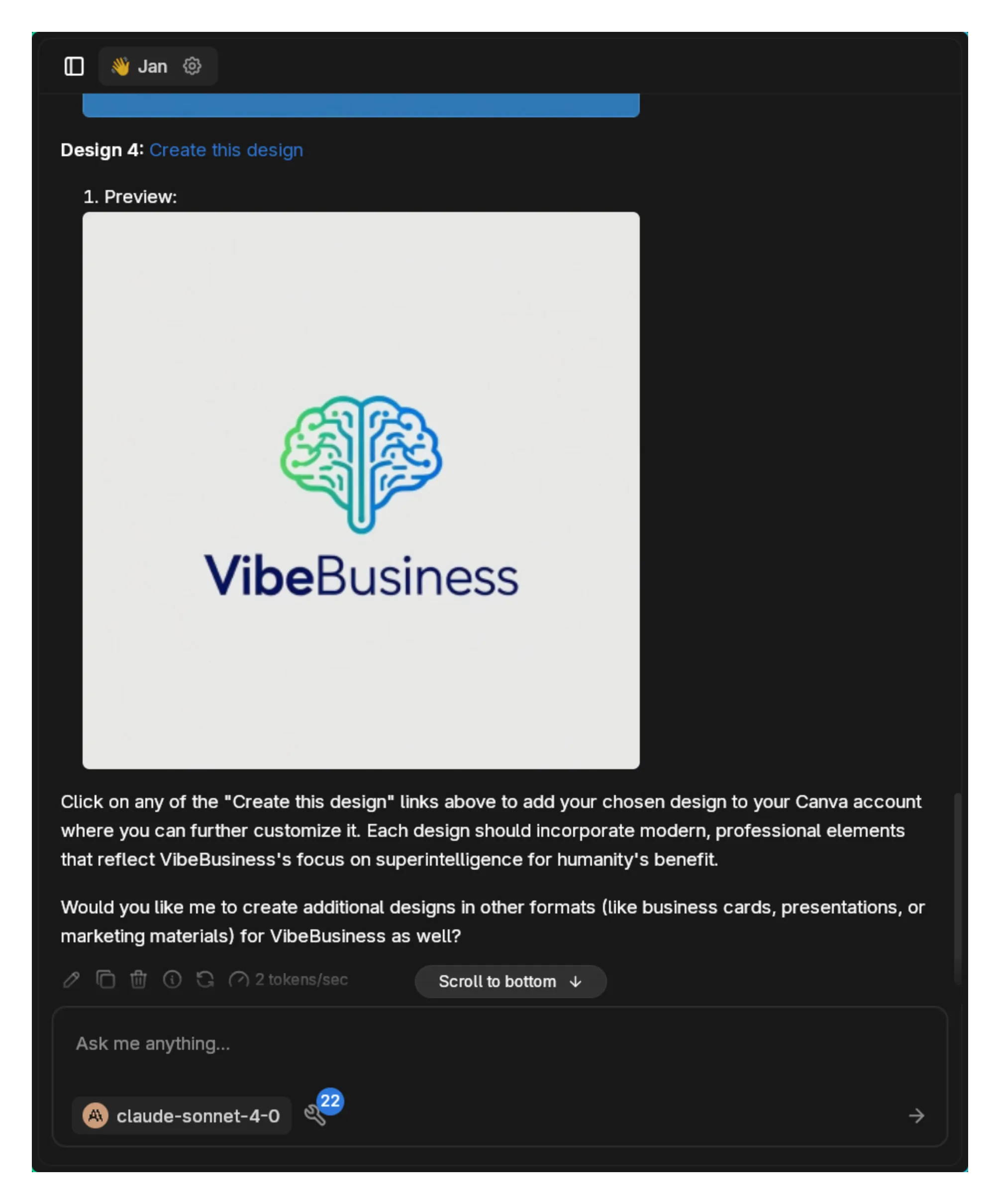 Final response with design ready