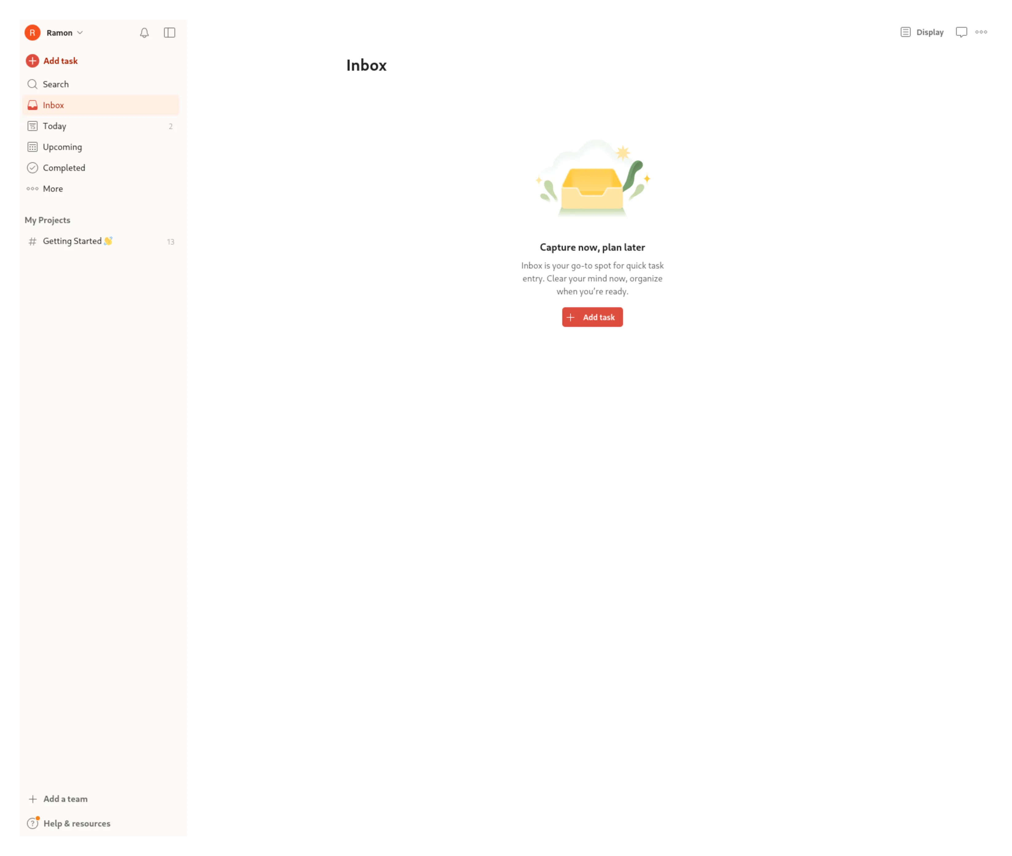 Todoist main dashboard